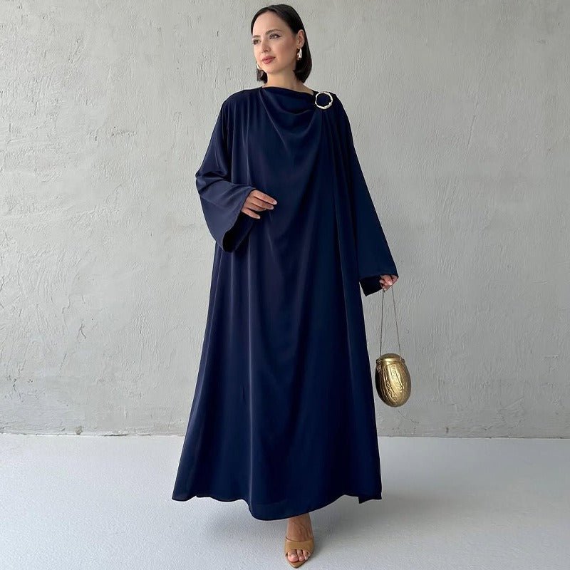 Side Slit Round Neck Maxi Dress Abaya with Matching Pants 2 - Piece(MA306) - Mariam's Collection