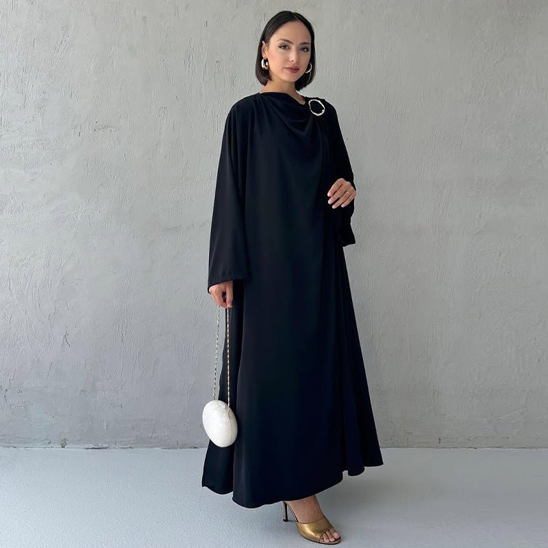Side Slit Round Neck Maxi Dress Abaya with Matching Pants 2 - Piece(MA306) - Mariam's Collection