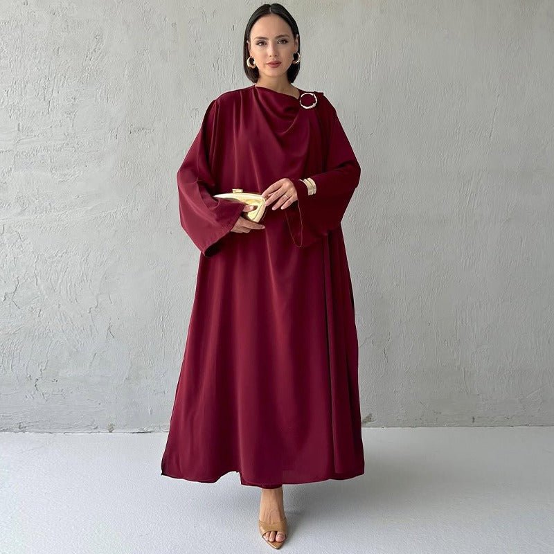 Side Slit Round Neck Maxi Dress Abaya with Matching Pants 2 - Piece(MA306) - Mariam's Collection