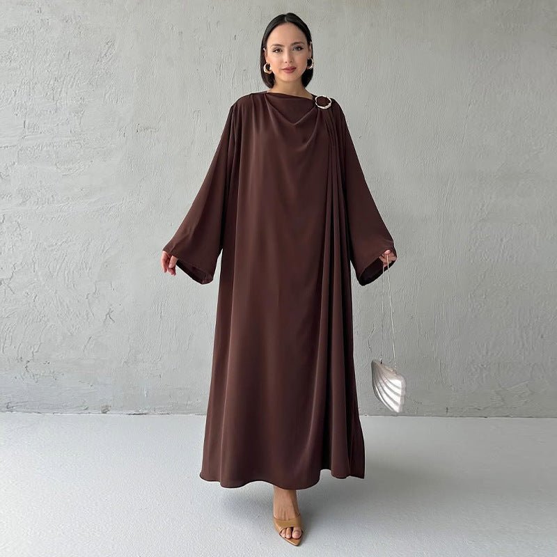 Side Slit Round Neck Maxi Dress Abaya with Matching Pants 2 - Piece(MA306) - Mariam's Collection