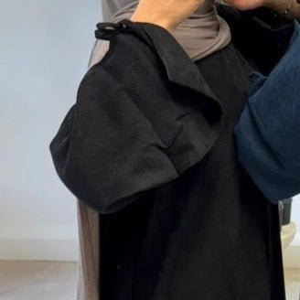 Simple Mini Bow Lace - Up Sleeve Abaya (MA130) - Mariam's Collection