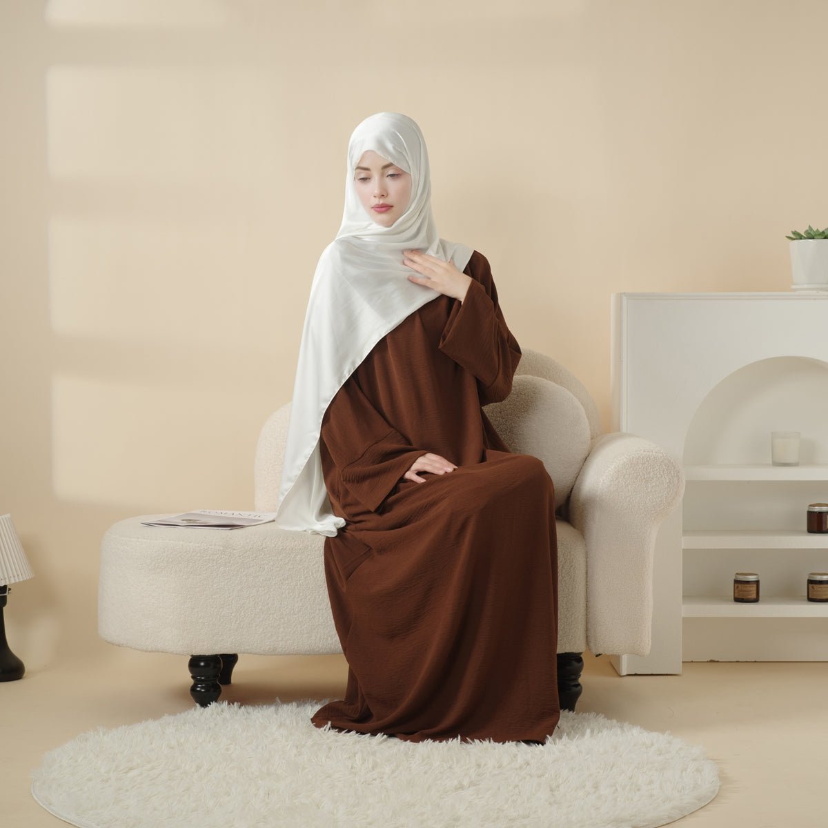 Simple Vintage Pleated Abaya (MA042) - Mariam's Collection