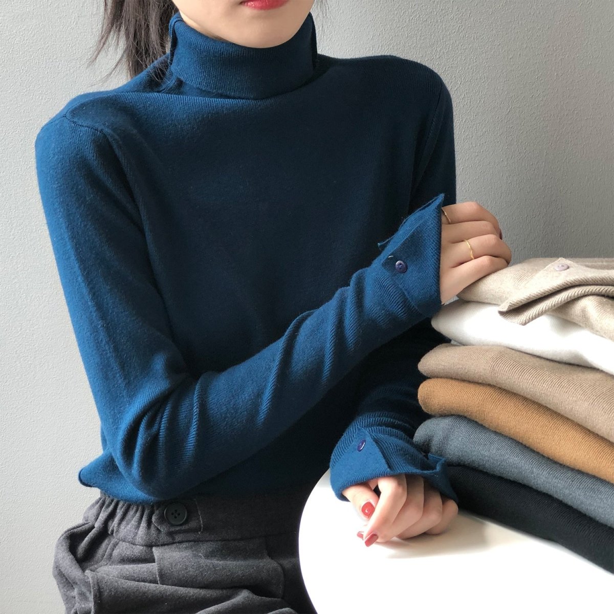 Slim Fit Turtleneck Base Layer Sweater(MS171) - Mariam's Collection