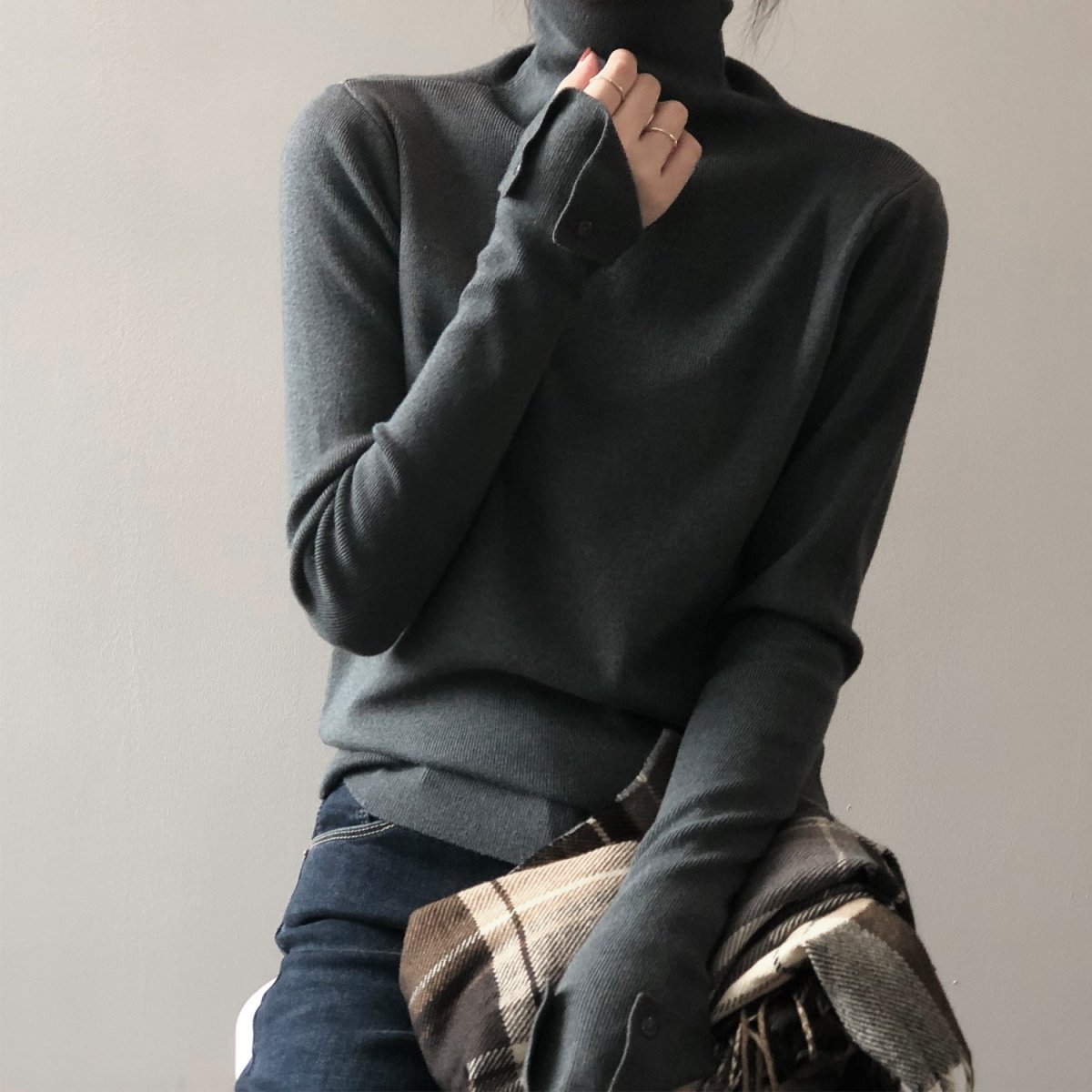 Slim Fit Turtleneck Base Layer Sweater(MS171) - Mariam's Collection