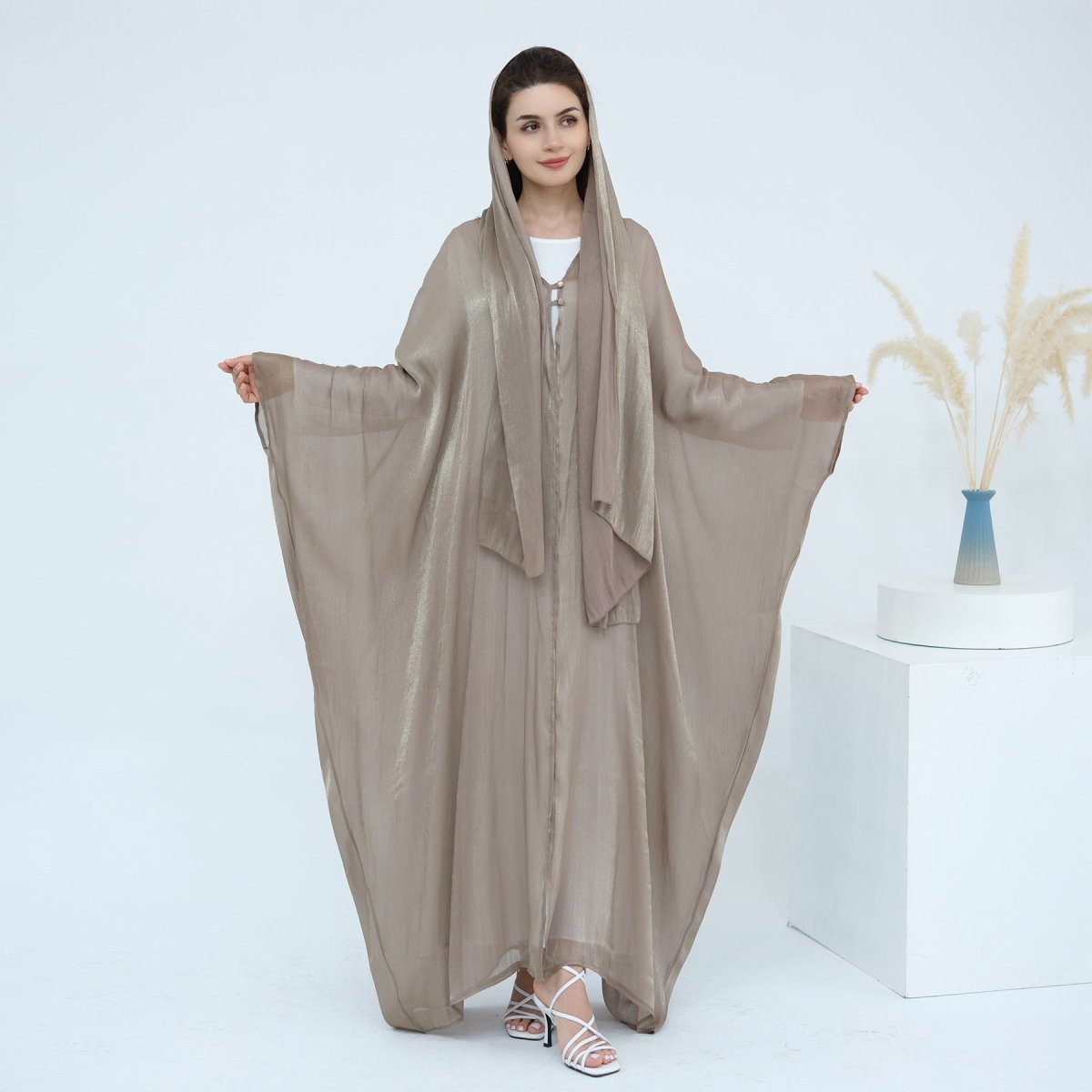 Soft Crinkle Island Cotton Batwing Cardigan 3 - Piece Set(MOA228) - Mariam's Collection