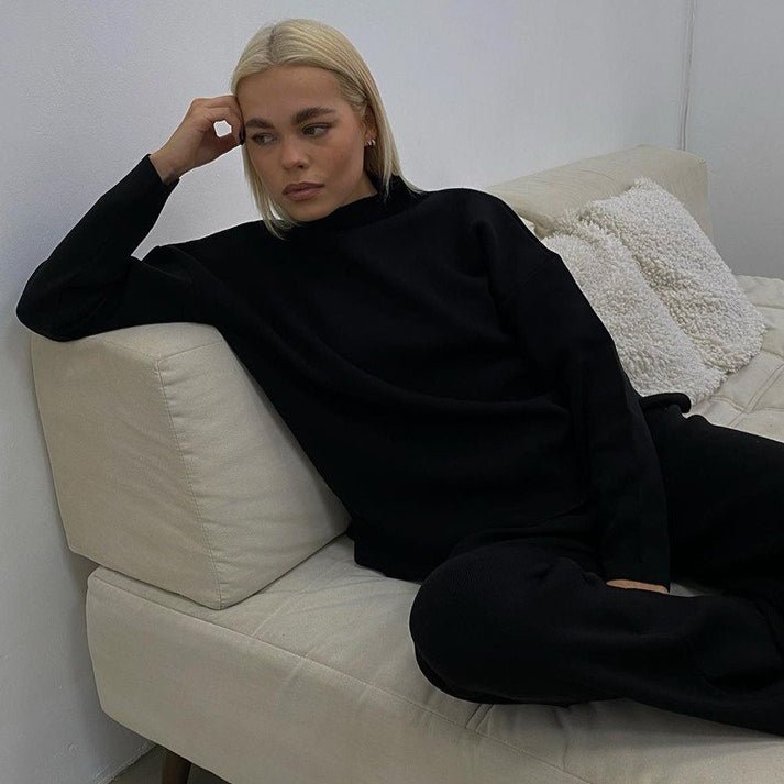 Solid Color Asymmetric Tunic & Wide Leg Pants Set(MS174) - Mariam's Collection