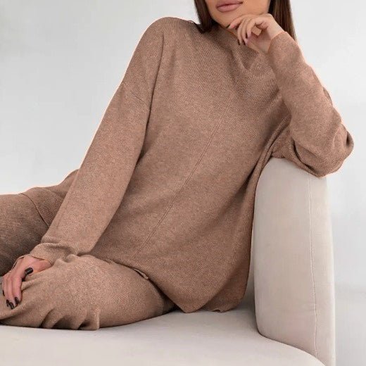 Solid Color Asymmetric Tunic & Wide Leg Pants Set(MS174) - Mariam's Collection