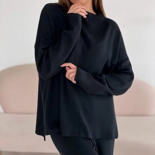 Solid Color Asymmetric Tunic & Wide Leg Pants Set(MS174) - Mariam's Collection