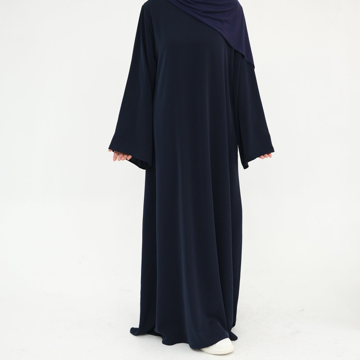 Solid Color Nida Abaya with Belt | A - Line Maxi Dress(MA359) - Mariam's Collection