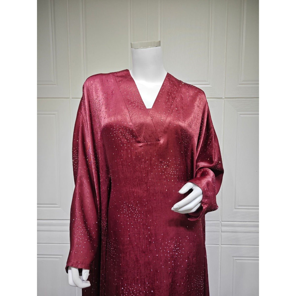 Solid Color Starry Night Diamond Embellished Abaya | Luxurious Sparkly Maxi Dress for Modest Elegance(MA287) - Mariam's Collection