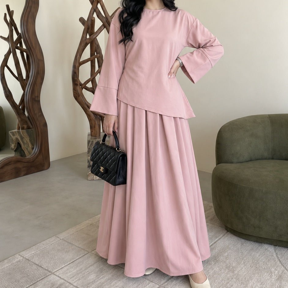 Solid Colour Maxi Skirt Set – Modest Two-Piece Skirt Set