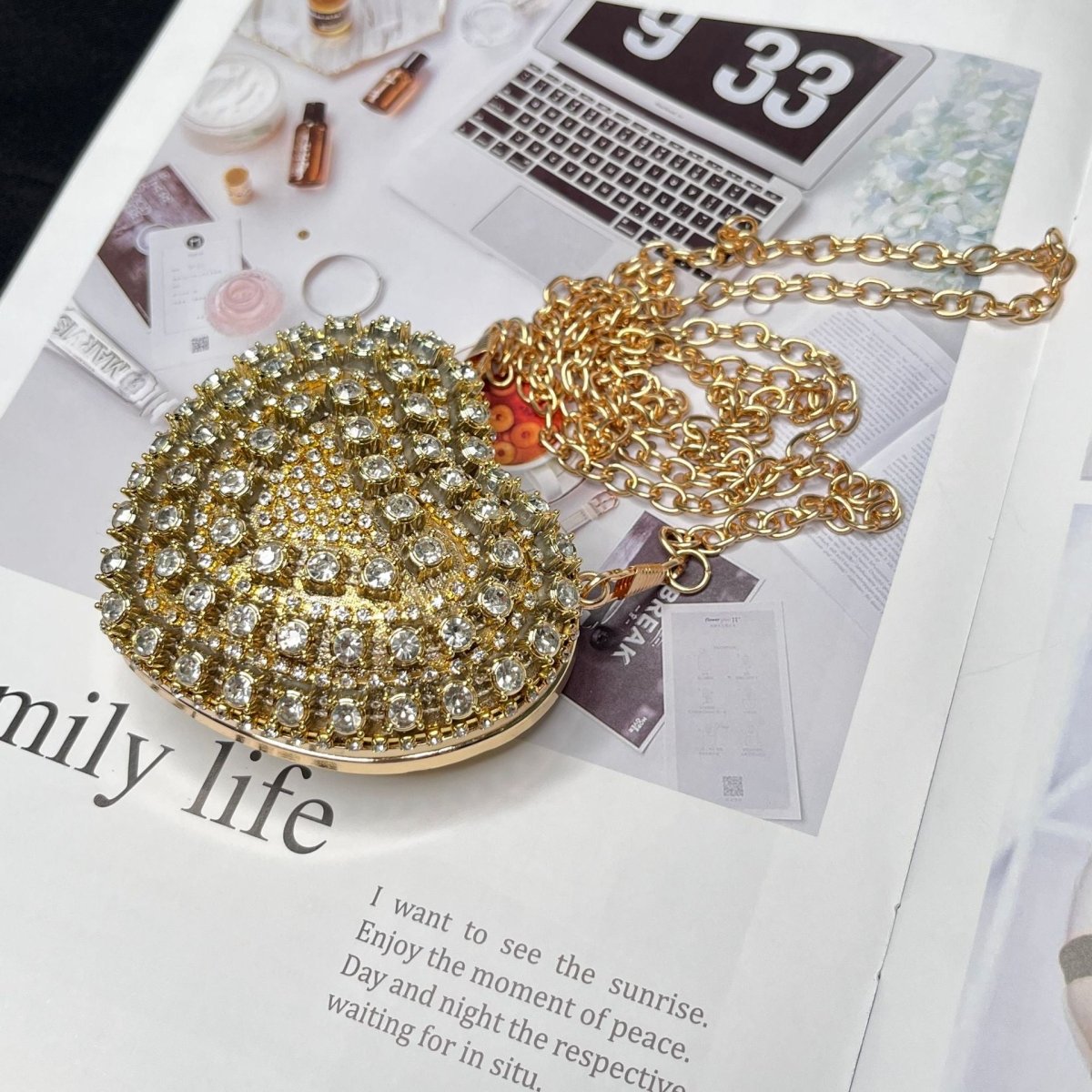 Sparkling Heart - Shaped Crossbody Bag Everyday Glam Diamond - Studded Mini Purse (MAC279) - Mariam's Collection