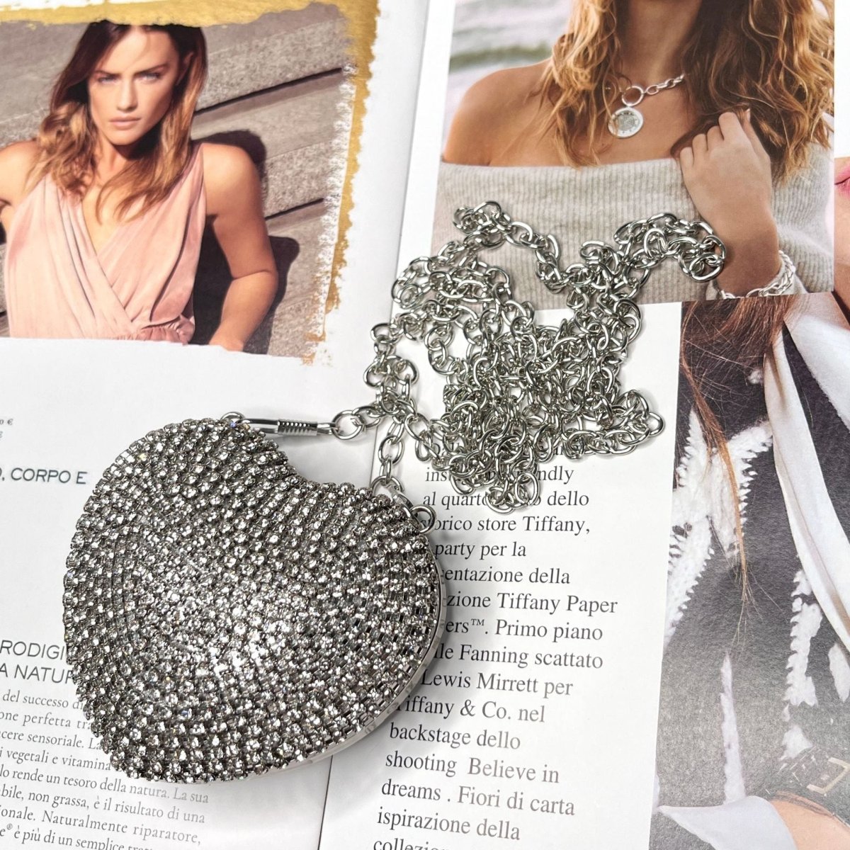 Sparkling Heart - Shaped Crossbody Bag Everyday Glam Diamond - Studded Mini Purse (MAC279) - Mariam's Collection