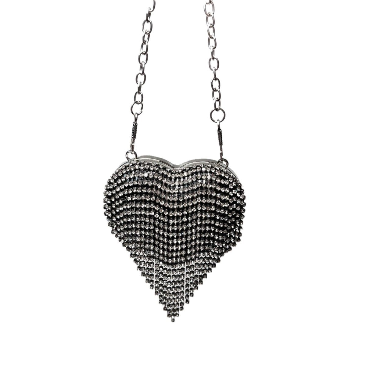 Sparkling Heart - Shaped Crossbody Bag Everyday Glam Diamond - Studded Mini Purse (MAC279) - Mariam's Collection