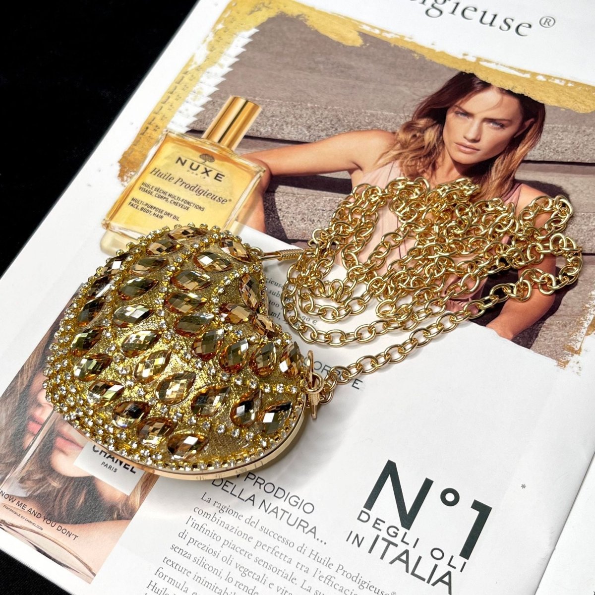 Sparkling Heart - Shaped Crossbody Bag Everyday Glam Diamond - Studded Mini Purse (MAC279) - Mariam's Collection