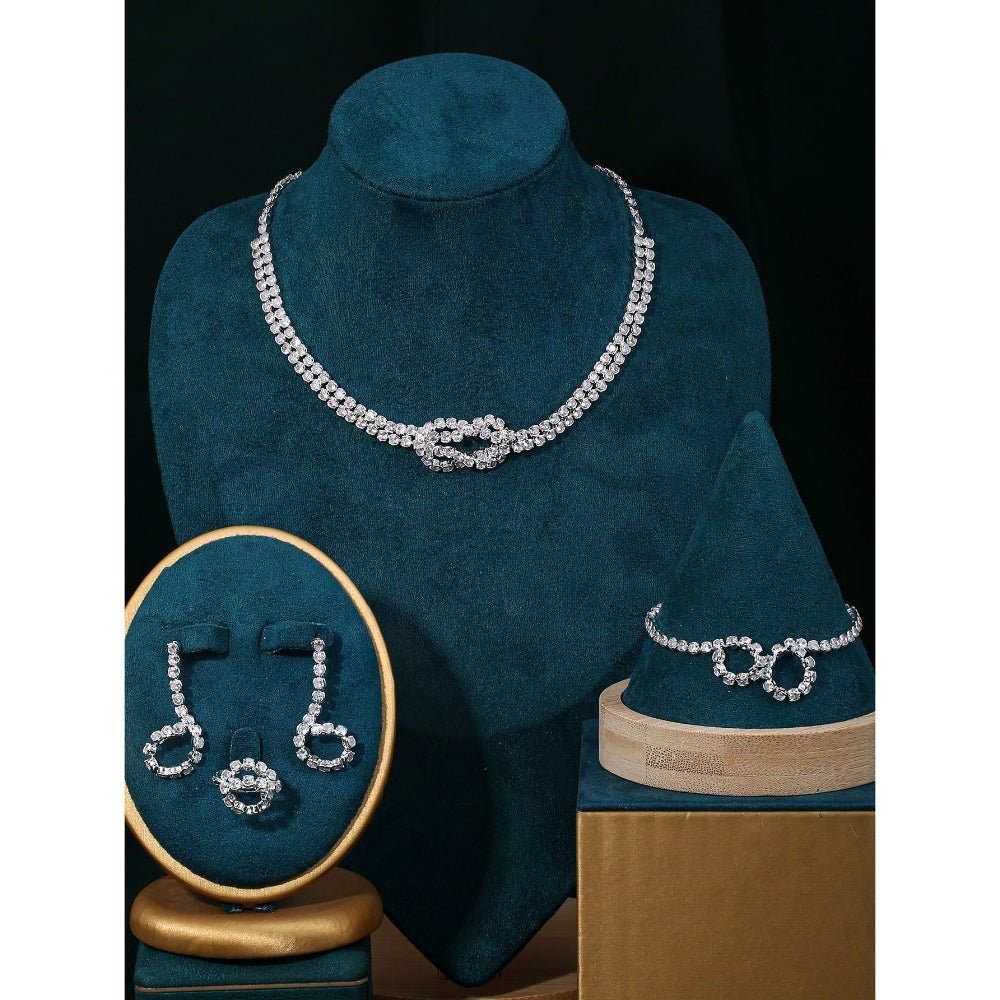Sparkling Rhinestone 3 - Piece Jewelry Set (MAC314) - Mariam's Collection