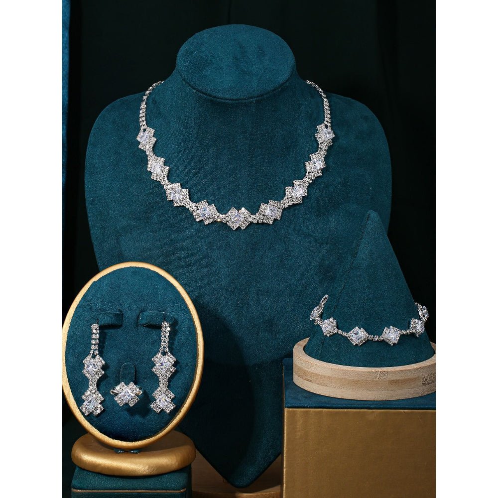 Sparkling Rhinestone 3 - Piece Jewelry Set (MAC314) - Mariam's Collection