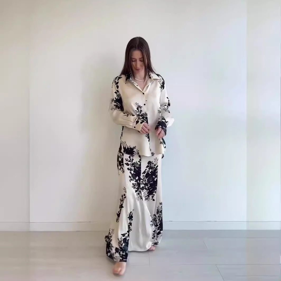 Spring New Satin Print Design Sense Skirt Set.(MS081) - Mariam's Collection