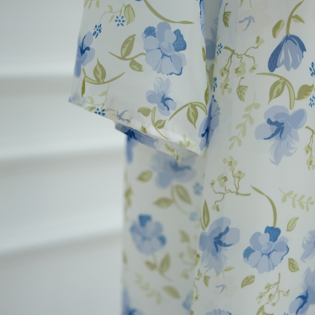 Spring Summer Floral Print Chiffon Cardigan | Double - Layer Modest Cover - Up Abaya. (MOA170) - Mariam's Collection