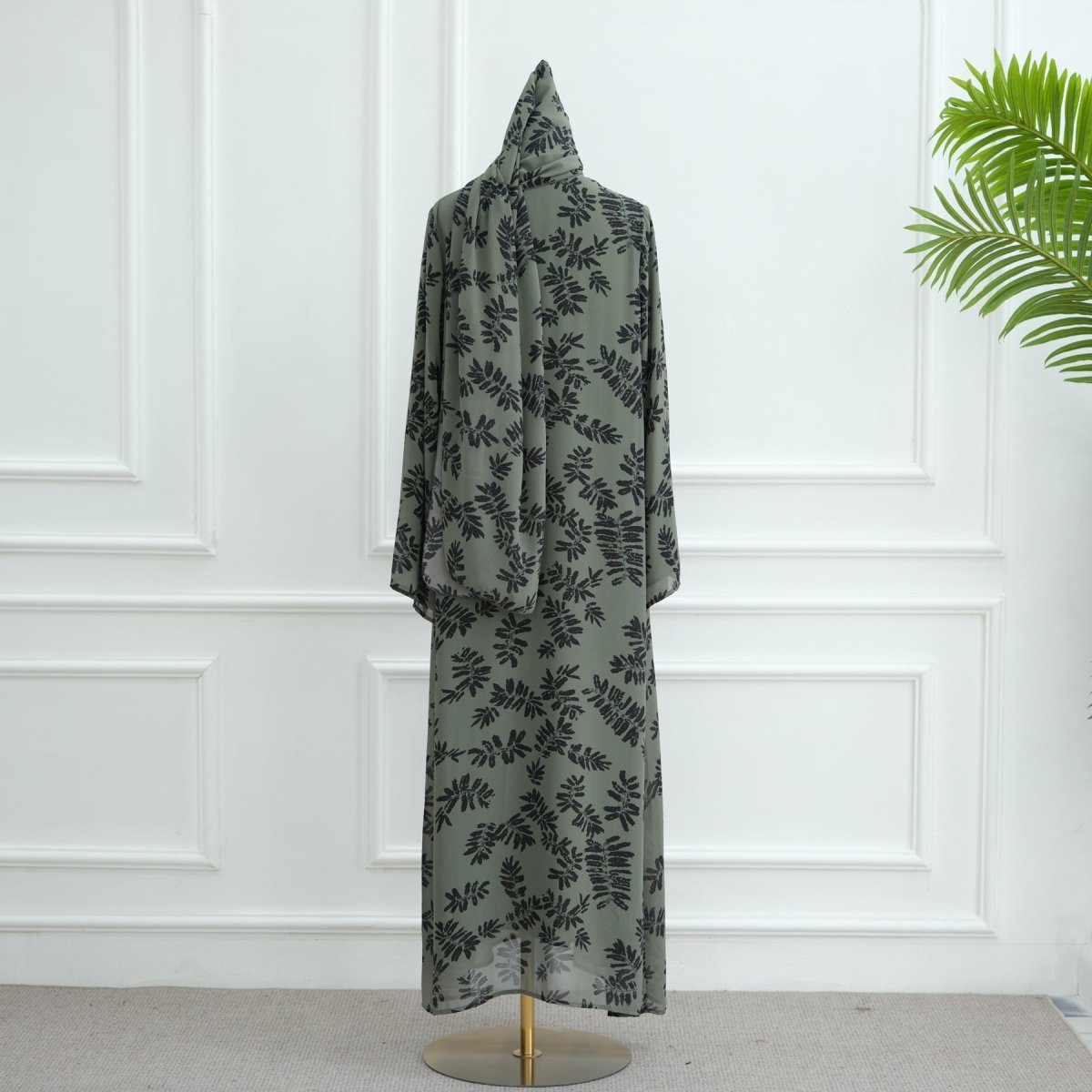 Spring Summer Floral Print Chiffon Cardigan | Double - Layer Modest Cover - Up Abaya. (MOA170) - Mariam's Collection