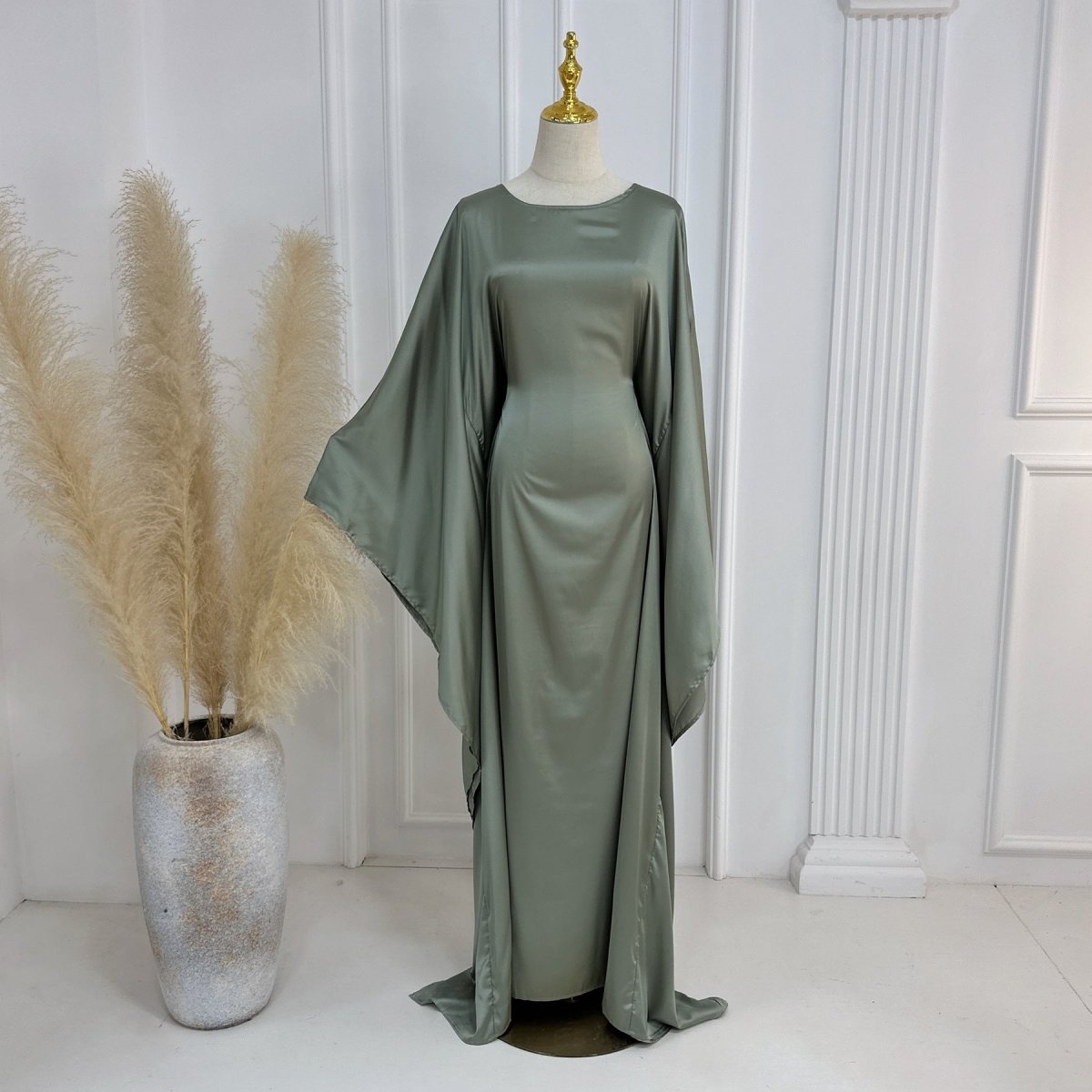 Spring/Summer Evening Wear Celestial Glow Robe Dress Collection |Batwing Sleeve Party Dresses with Metallic Sheen. (MA247) - Mariam's Collection