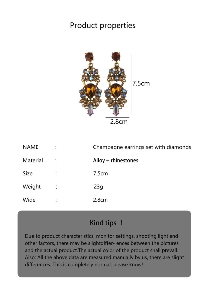 Statement Rhinestones Large Drop Earrings (MAC327) - Mariam's Collection