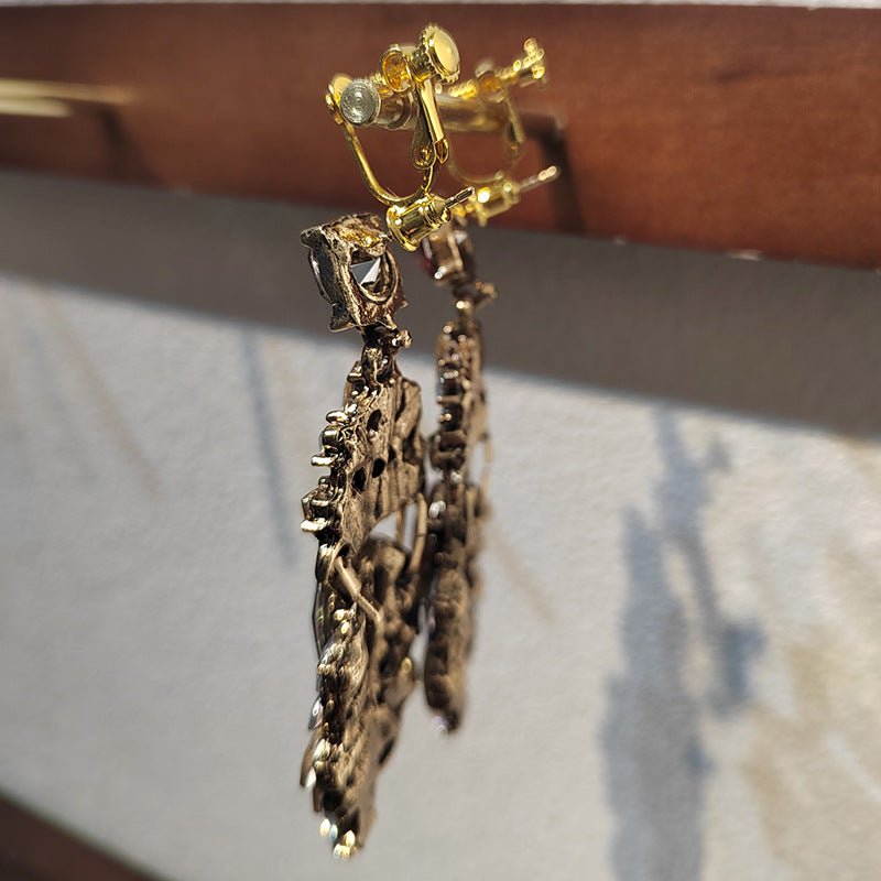 Statement Rhinestones Large Drop Earrings (MAC327) - Mariam's Collection