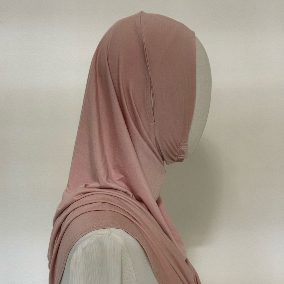 Stretch-Fit Instant Hijab — Cotton Modal, Earphone-Friendly (MH224) - Mariam's Collection