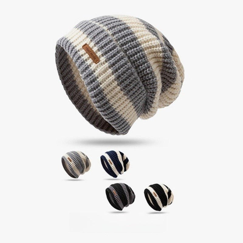 Striped Slouchy Beanie Hat(MAC305) - Mariam's Collection