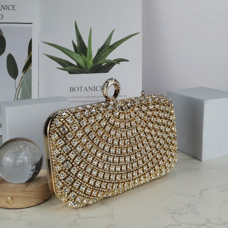 Stunning Crystal - Front Glitter - Back Clutch – Trendy Square Evening Bag for Parties & Galas (MAC275) - Mariam's Collection