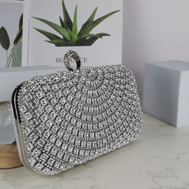 Stunning Crystal - Front Glitter - Back Clutch – Trendy Square Evening Bag for Parties & Galas (MAC275) - Mariam's Collection