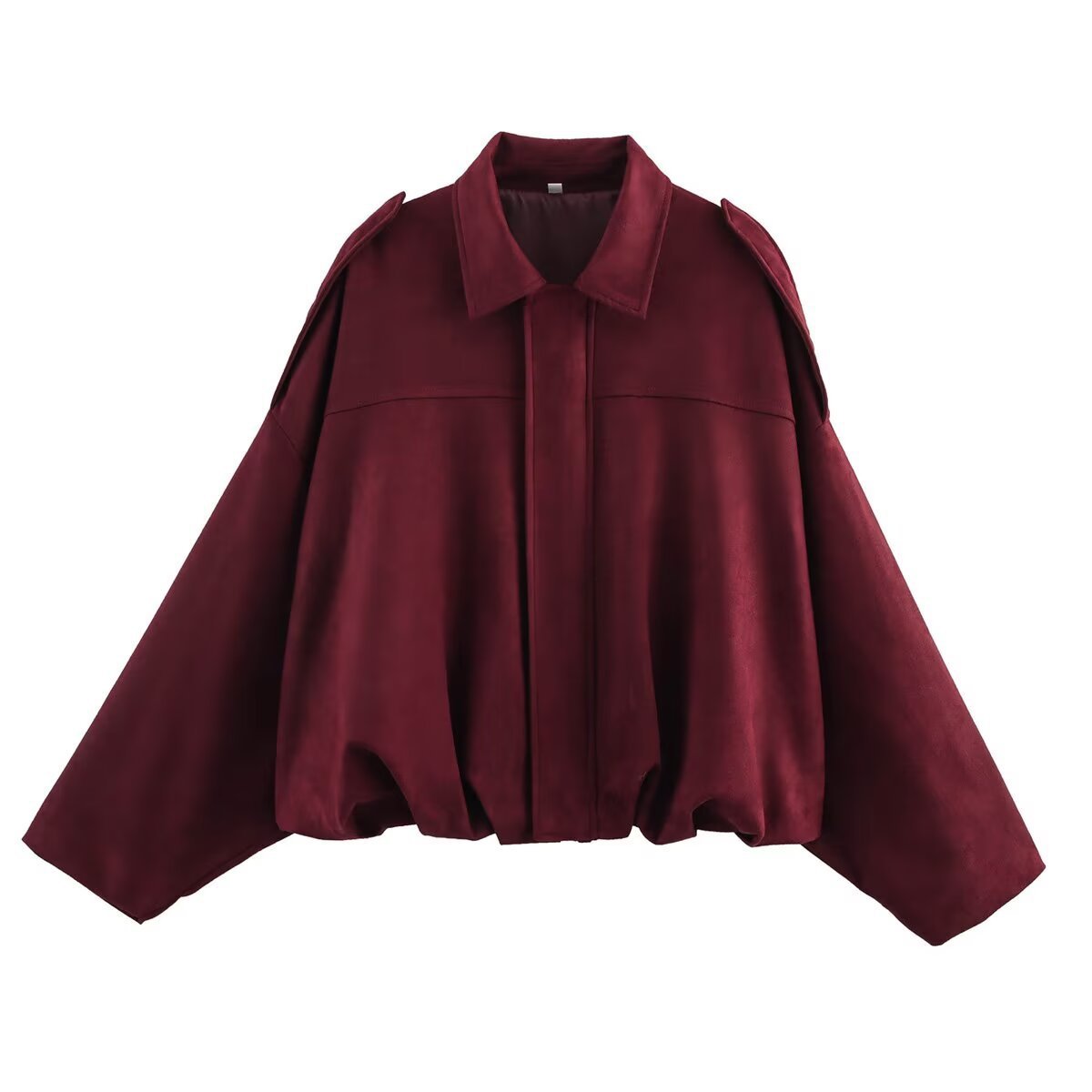 Suede Bomber Jacket | Collared Flight Jacket with Shoulder Tabs(MS240) - Mariam's Collection