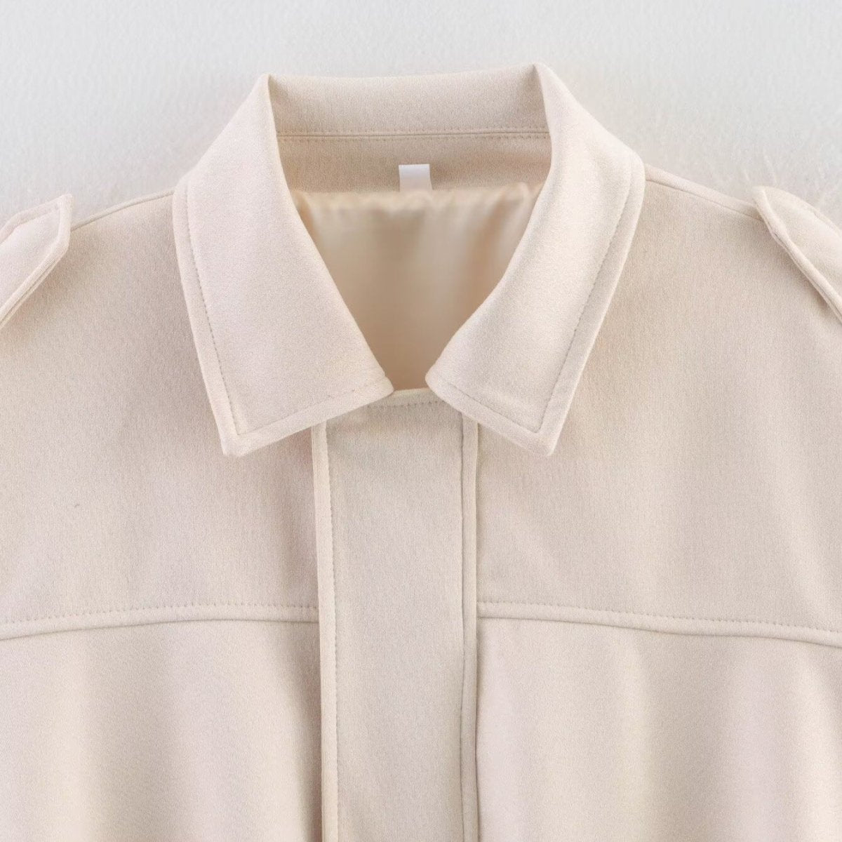 Suede Bomber Jacket | Collared Flight Jacket with Shoulder Tabs(MS240) - Mariam's Collection