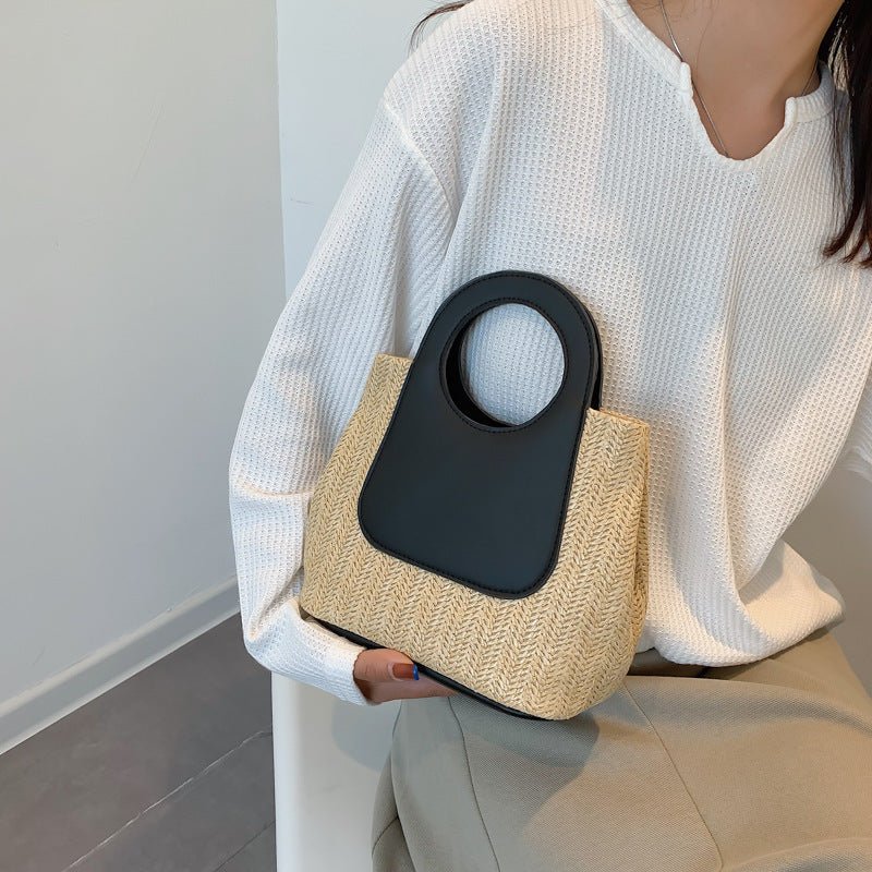 Summer Contrast Woven Top-Handle Bag(MAC467) - Mariam's Collection