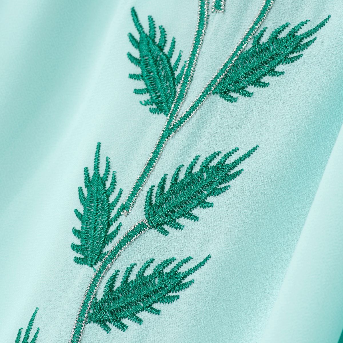 Summer Floral Embroidered Elegant Crew Neck Long Sleeve Chiffon Abaya Dress with Matching Headscarf. (MA230) - Mariam's Collection