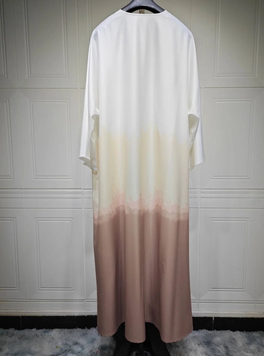 Summer Gradient Color Cardigan Cape with Flowy Bell Sleeves Tie - Dyed Muslim Abaya. (MOA157) - Mariam's Collection
