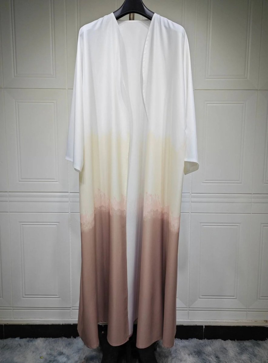 Summer Gradient Color Cardigan Cape with Flowy Bell Sleeves Tie - Dyed Muslim Abaya. (MOA157) - Mariam's Collection