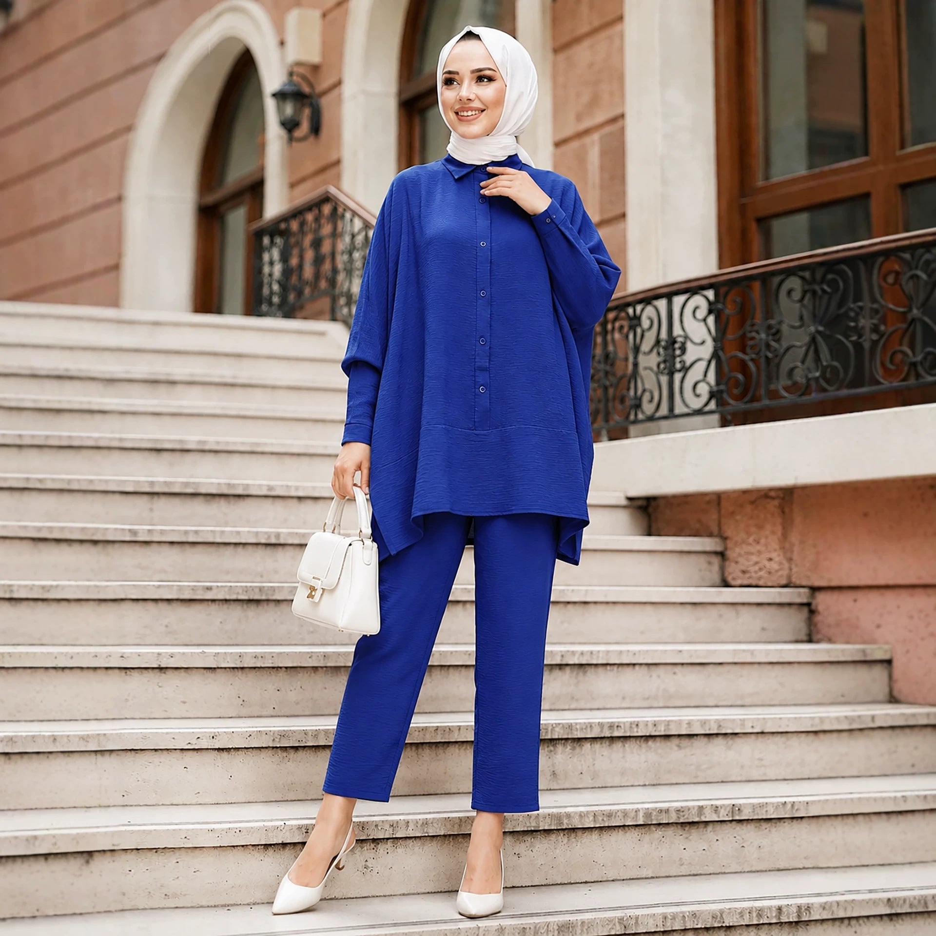 Crinkle Batwing Co-ord Set – Modest Two-Piece Suit Set