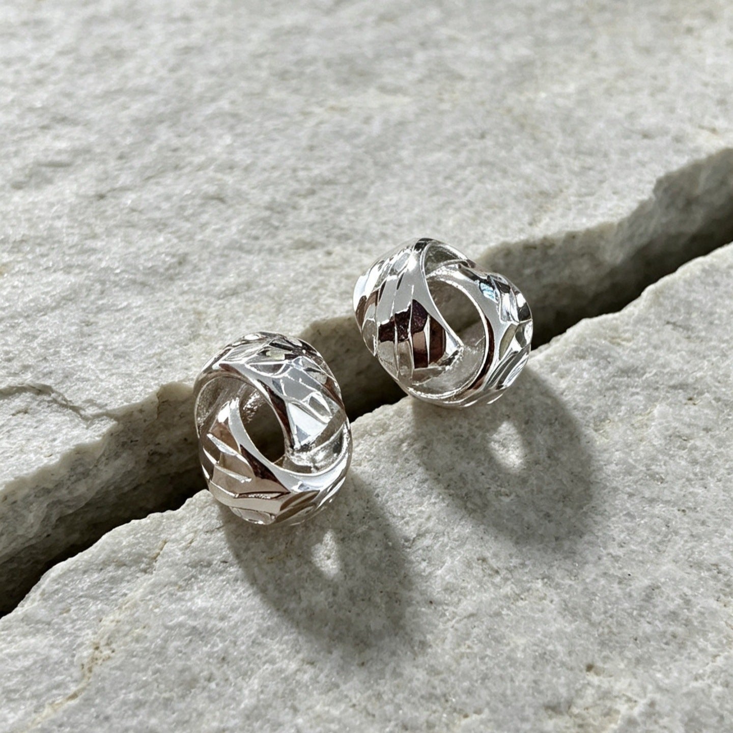 Textured Double Layer C-Hoop Earrings(MAC461) - Mariam's Collection
