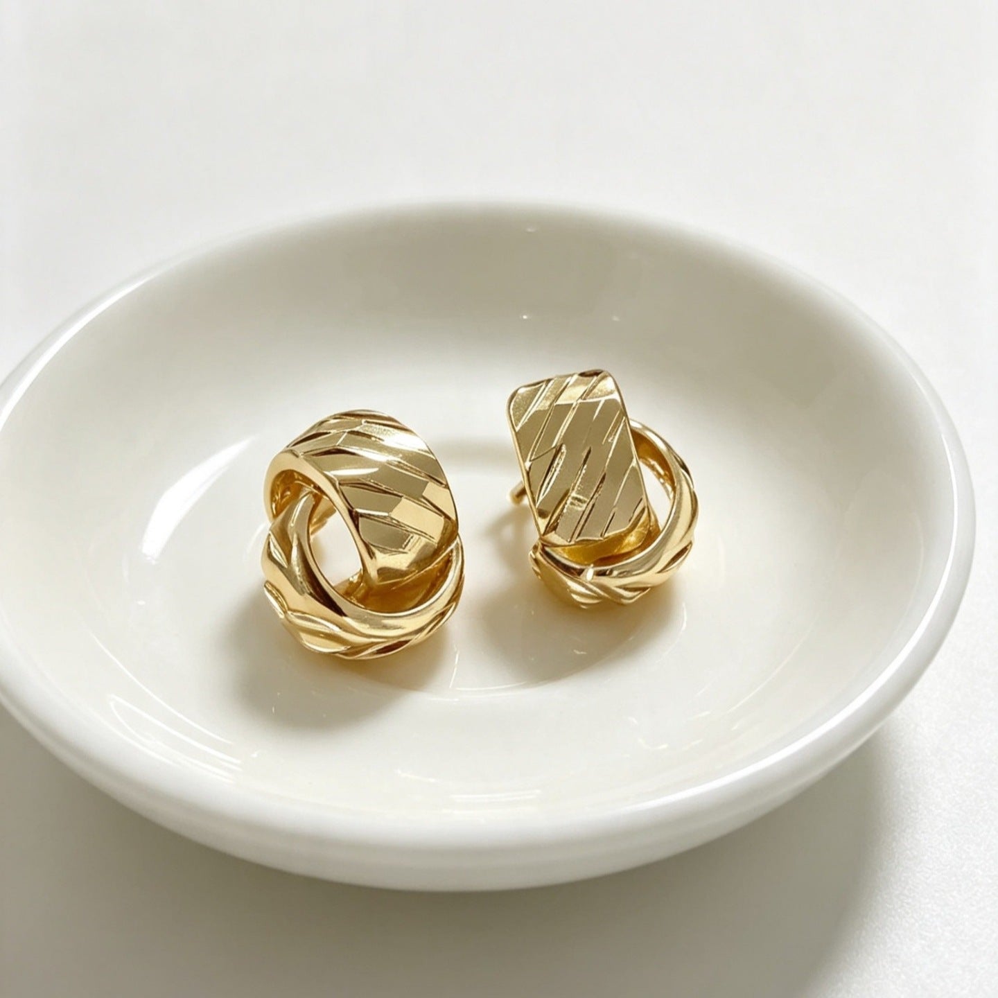 Textured Double Layer C-Hoop Earrings(MAC461) - Mariam's Collection