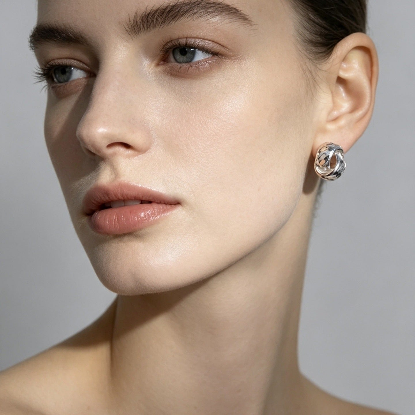 Textured Double Layer C-Hoop Earrings(MAC461) - Mariam's Collection