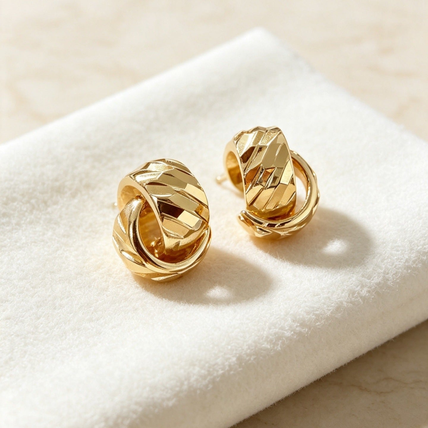Textured Double Layer C-Hoop Earrings(MAC461) - Mariam's Collection