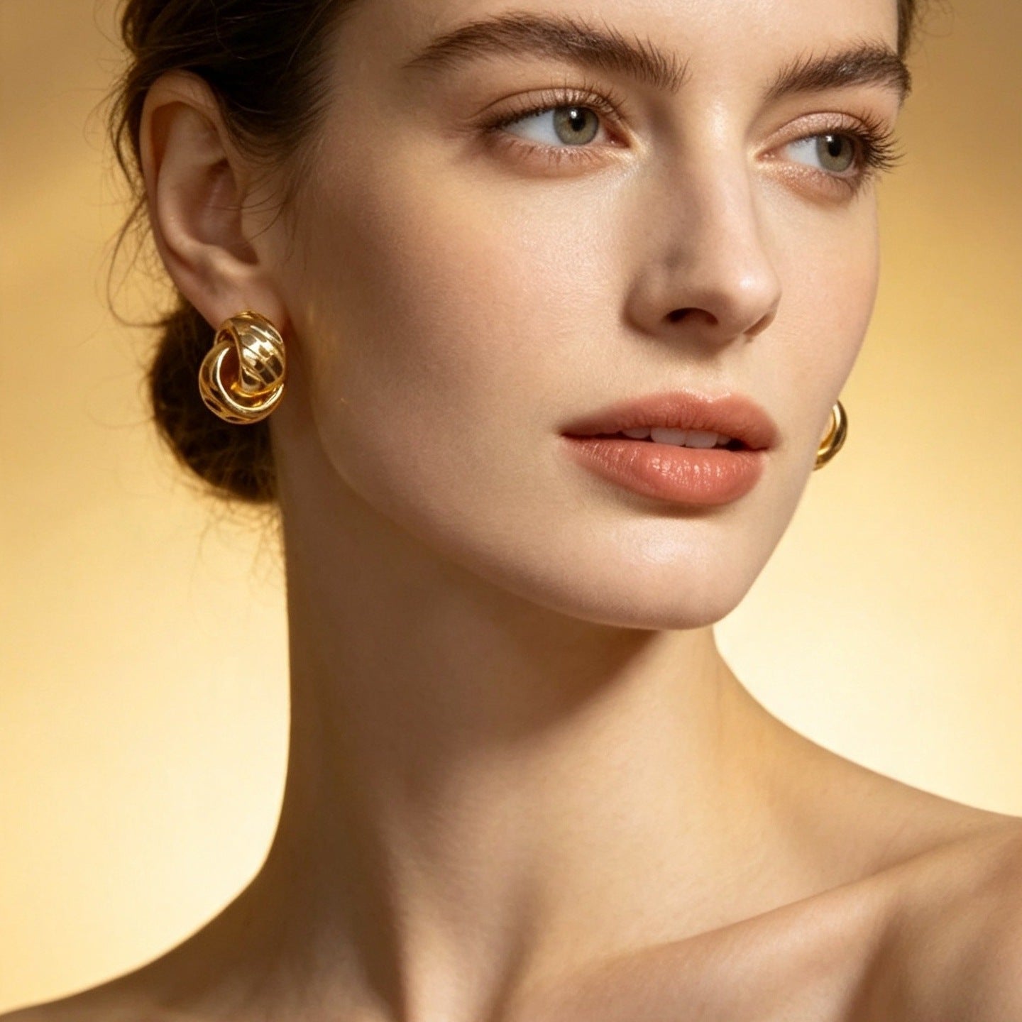 Textured Double Layer C-Hoop Earrings(MAC461) - Mariam's Collection