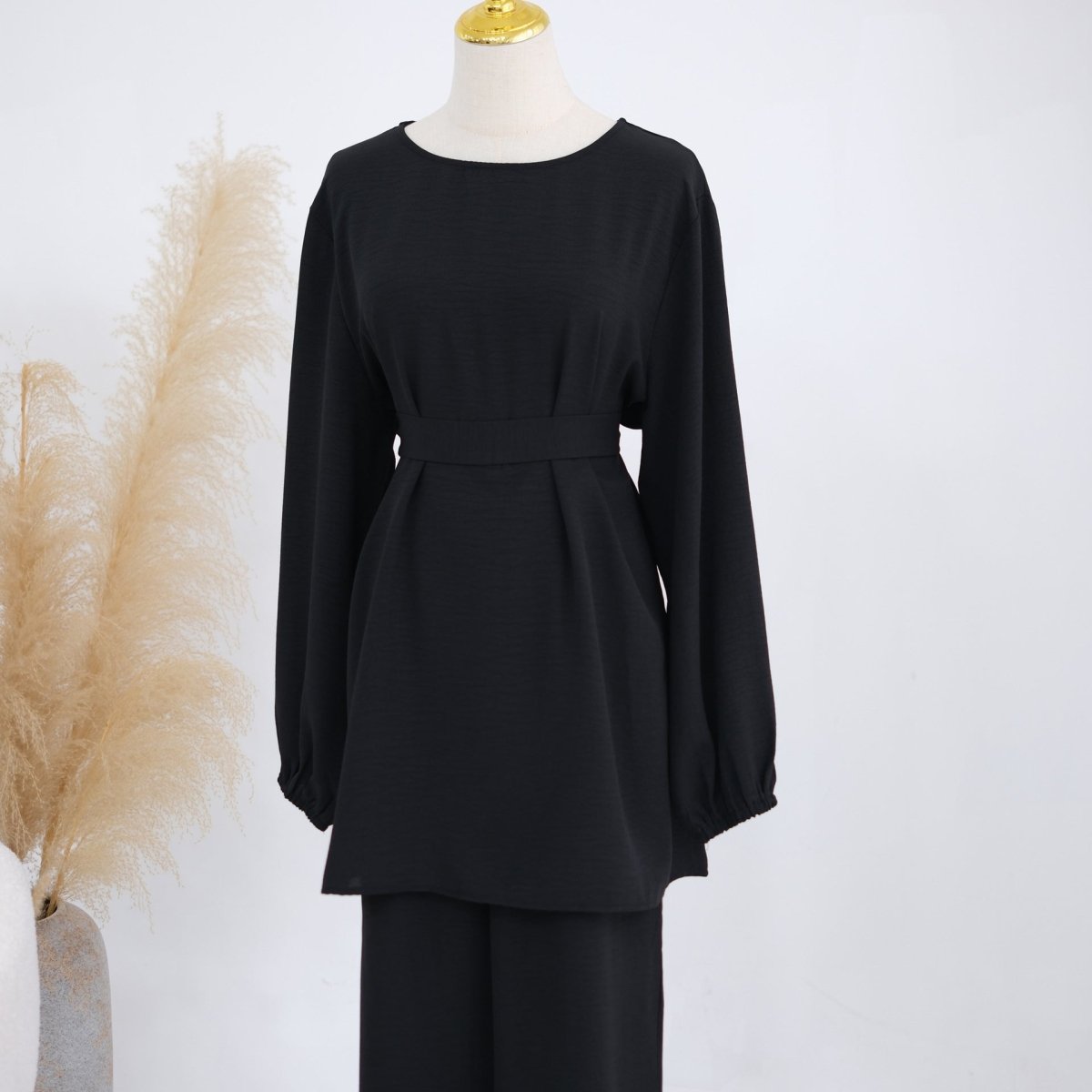 Textured Longline Top & Wide-Leg Trouser Set(MS455) - Mariam's Collection