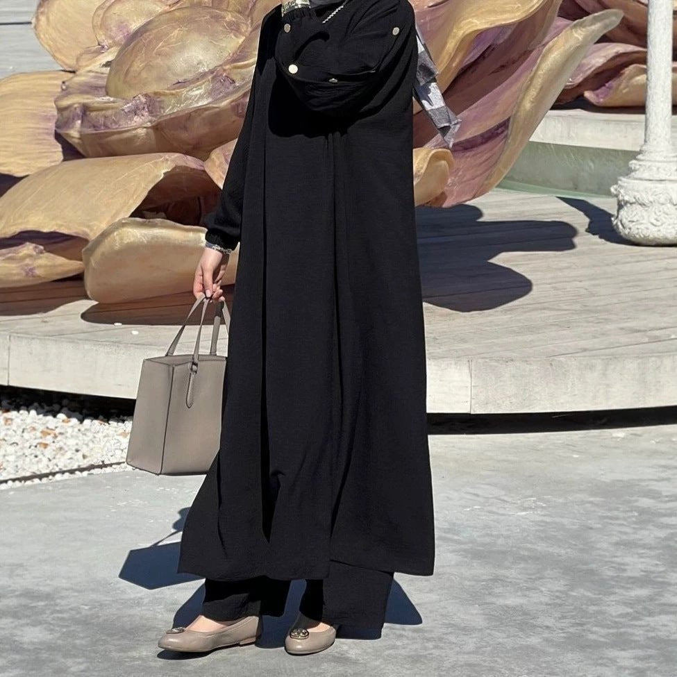 Textured Puff Sleeve Maxi Abaya – Crinkle Lantern Sleeve Abaya