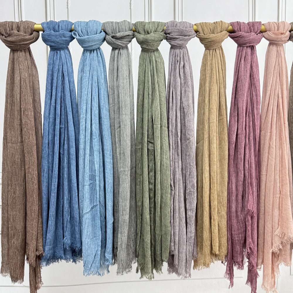Textured Rayon Crinkle Hijab in Solid Hues Breathable Women's Wrap Hijab (MH145) - Mariam's Collection