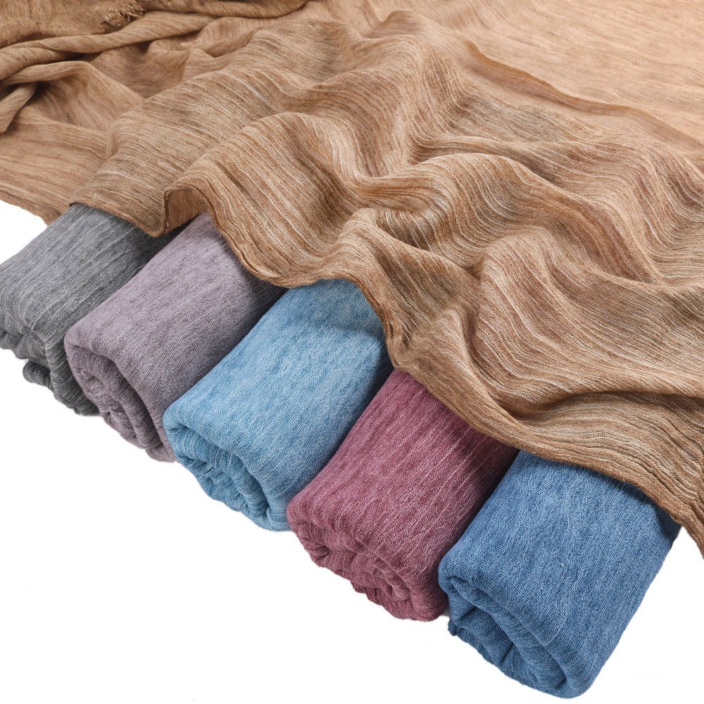 Textured Rayon Crinkle Hijab in Solid Hues Breathable Women's Wrap Hijab (MH145) - Mariam's Collection