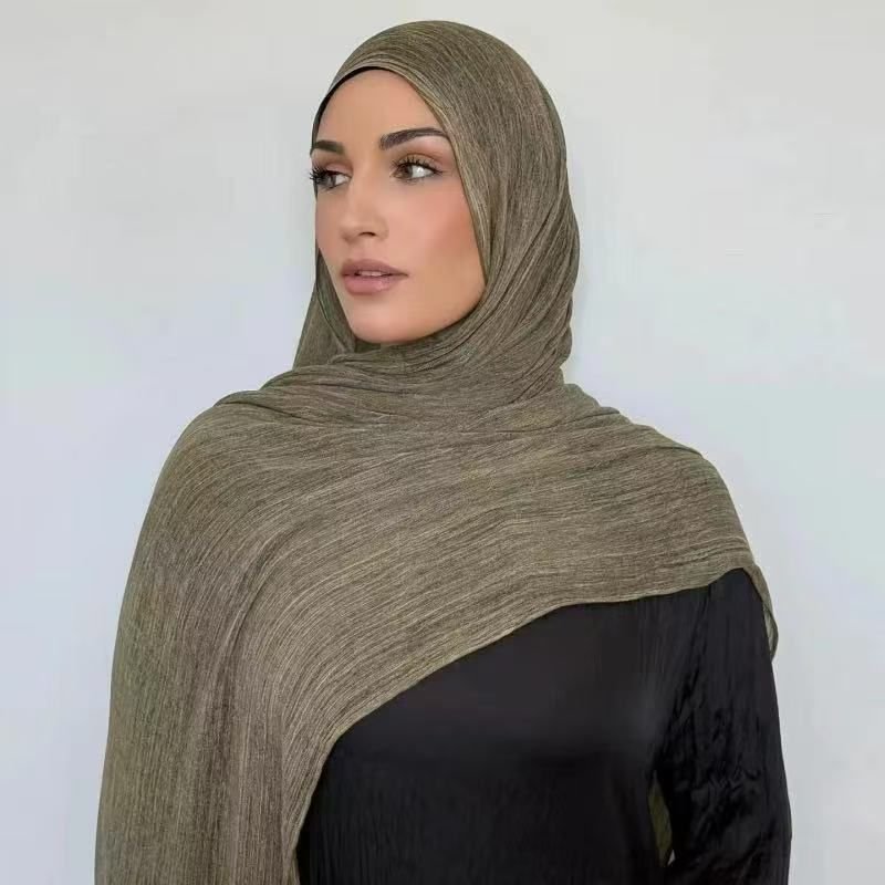 Textured Rayon Crinkle Hijab in Solid Hues Breathable Women's Wrap Hijab (MH145) - Mariam's Collection