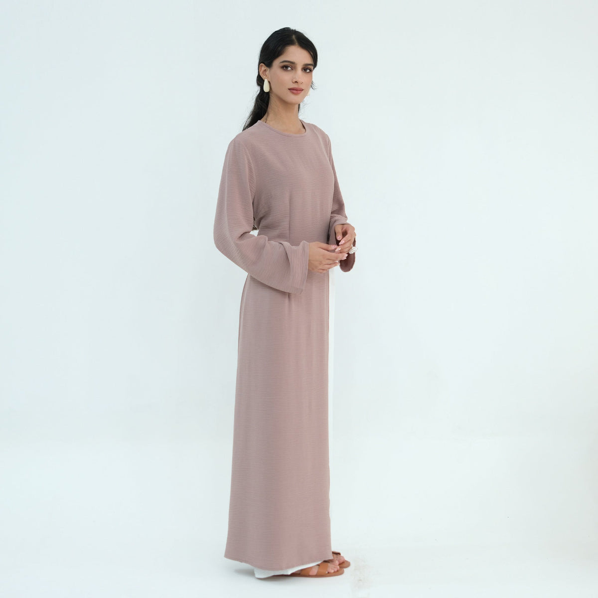 Textured Tie-Back Longline Tunic | Side-Slit Modest Top(MS573) - Mariam's Collection