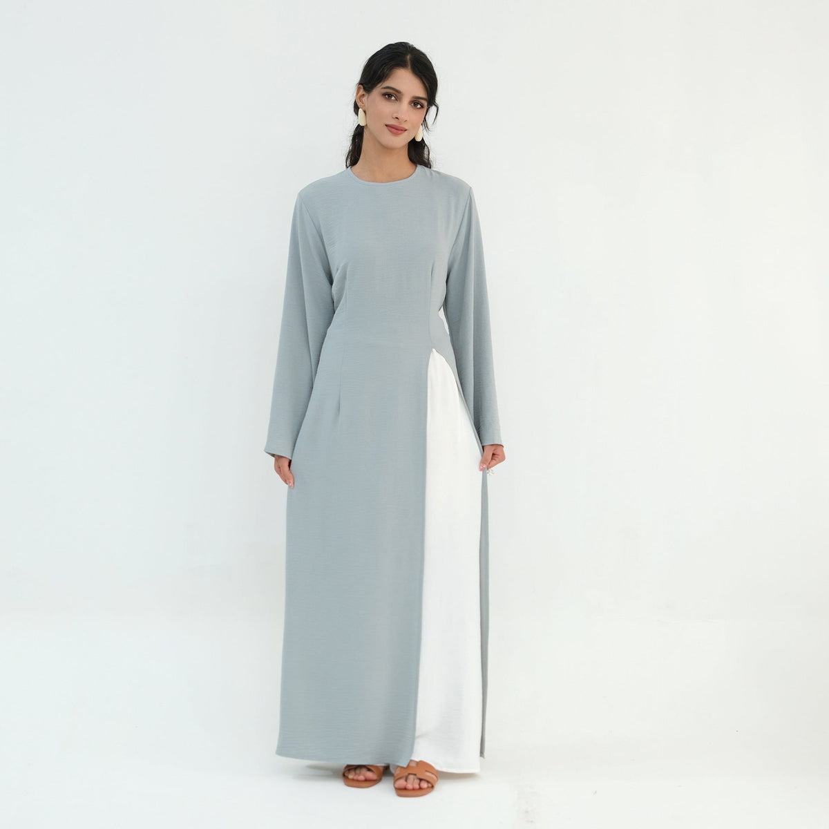 Textured Tie-Back Longline Tunic | Side-Slit Modest Top(MS573) - Mariam's Collection